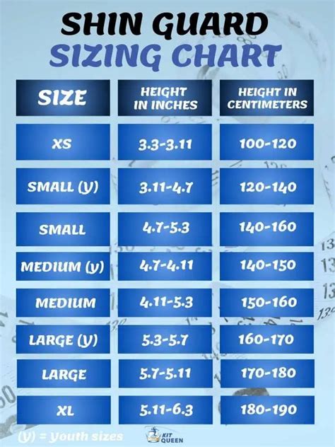 shin pad size guide kids